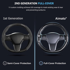 Aimato ergonomic 3D design steering cover adds comfortable hand feel.