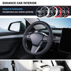Non-slip grip of Aimato steering wheel cover in Tesla interior