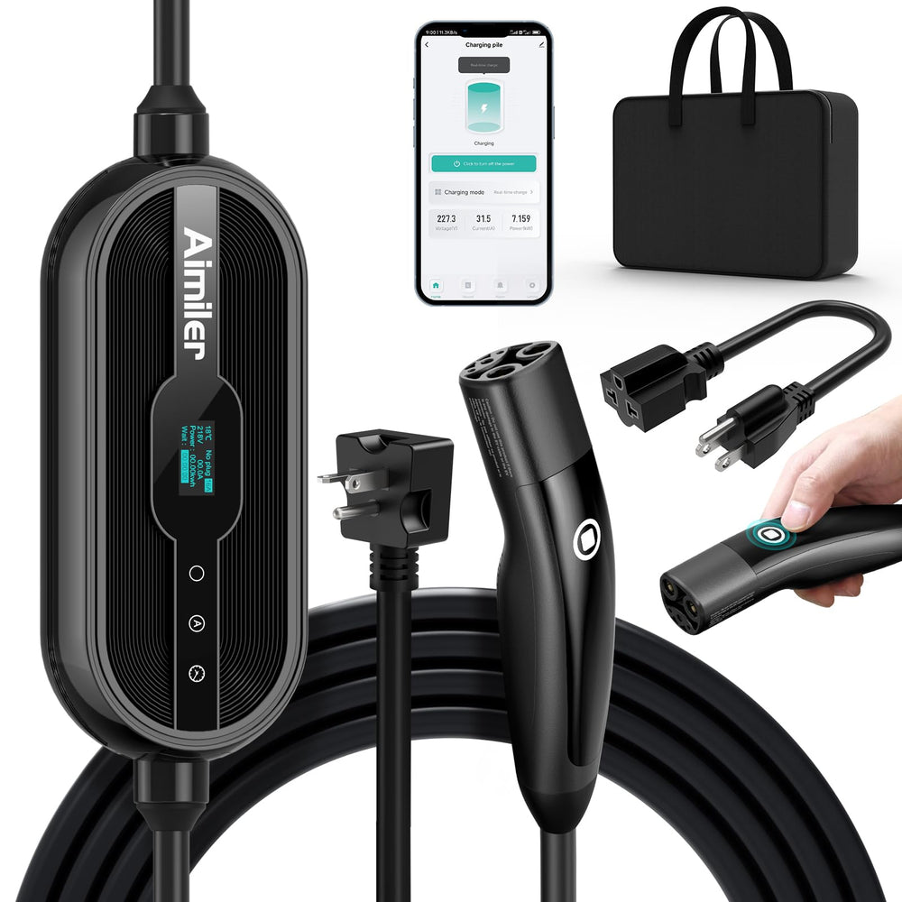 AIMILER Level 1/2 Tesla charger front view for convenient home charging.