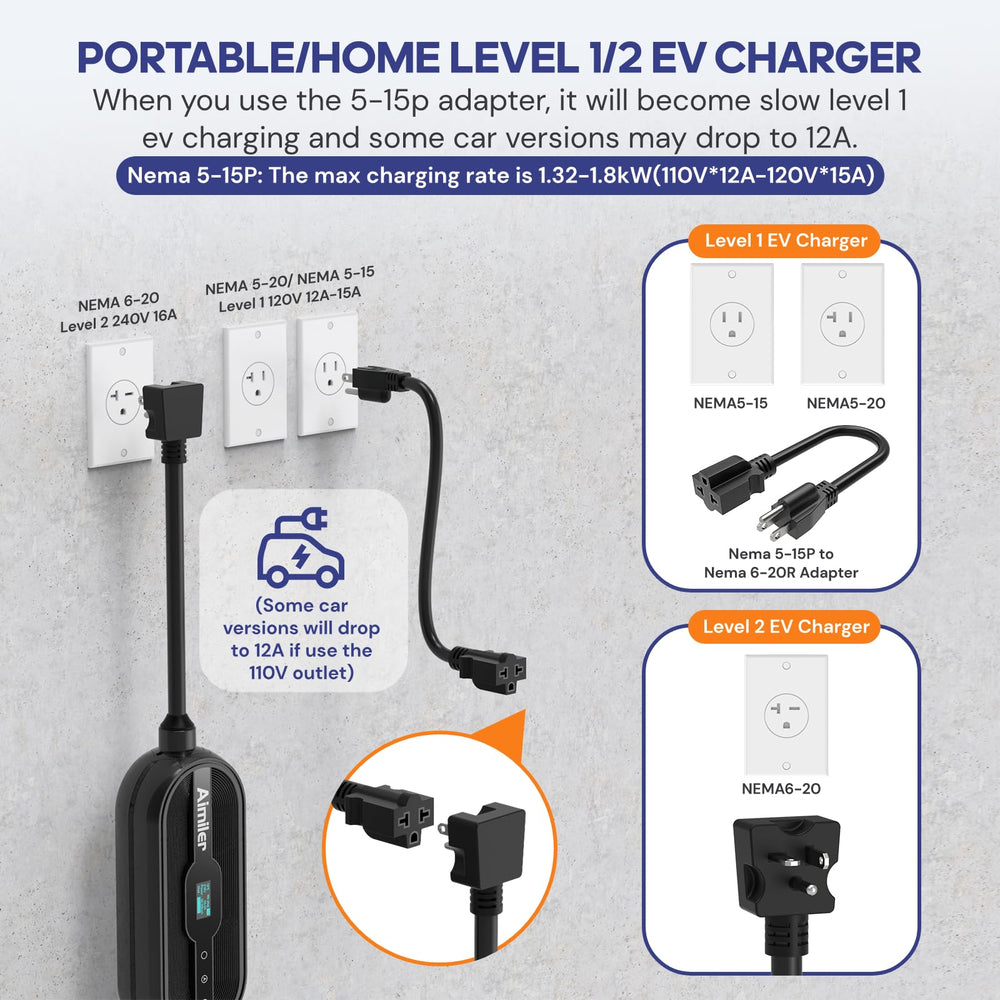 AIMILER Wi‑Fi app control display showing charging status.