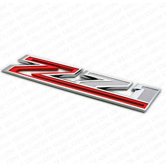 Aimoll Z71 chrome red emblem installed on Silverado showing clean alignment.