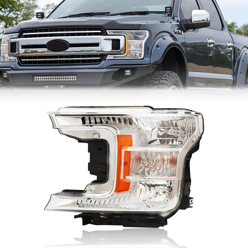 AIONIXER headlight assembly for F-150 left-front view delivers crisp night illumination