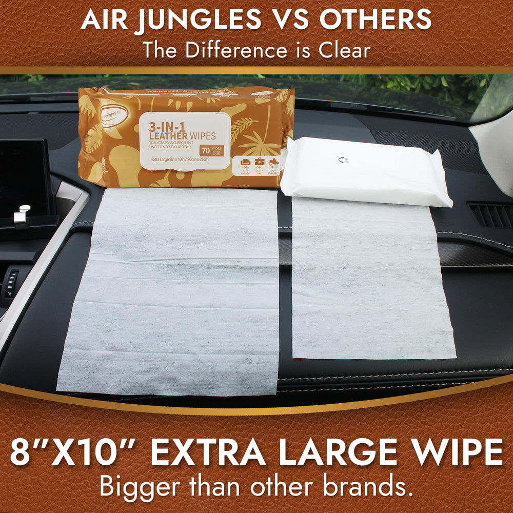 Air Jungles Extra-Large Wipes brighten and condition leather interiors without residue.
