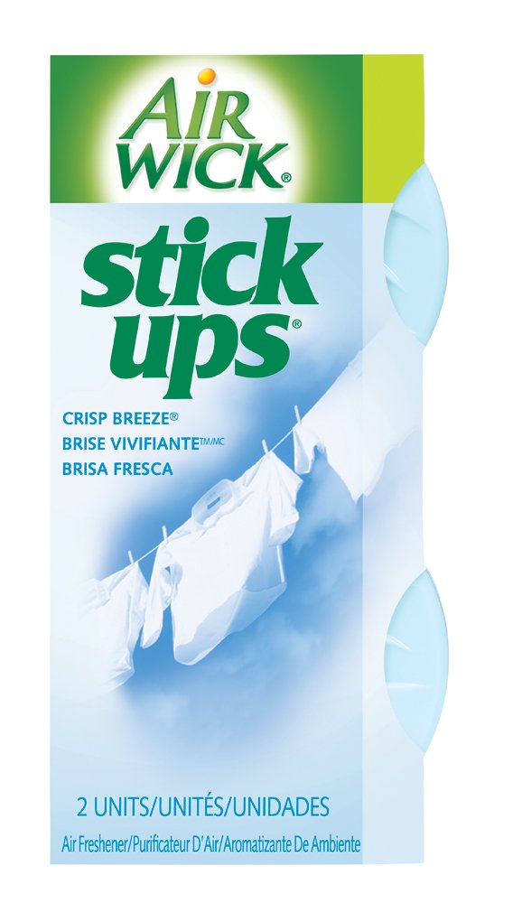 Air Wick Stick Ups Crisp Breeze disc freshens small spaces with adjustable freshness for tight spots