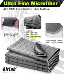 Airlab towel tackles grease without scratching car interiors and exteriors.