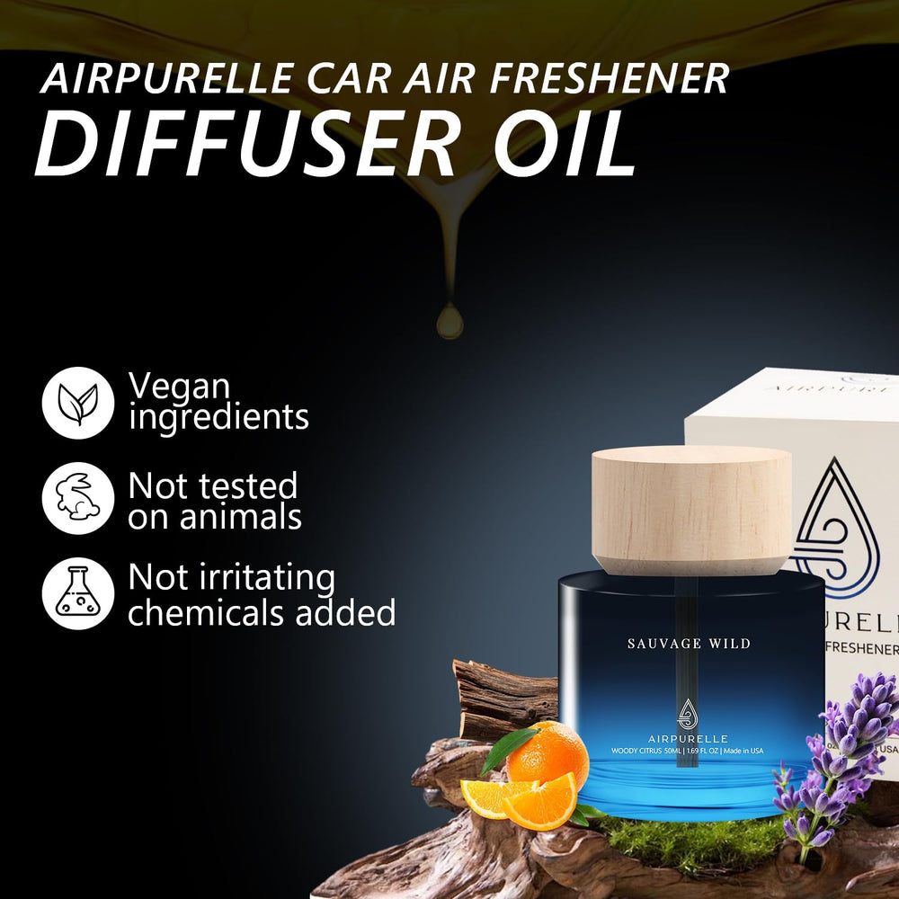AirPurelle 50ML bottle highlights compact fragrance for months of fresh drives.