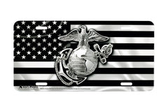 Airstrike Marine Corps license plate front view with crisp print and vivid colors.