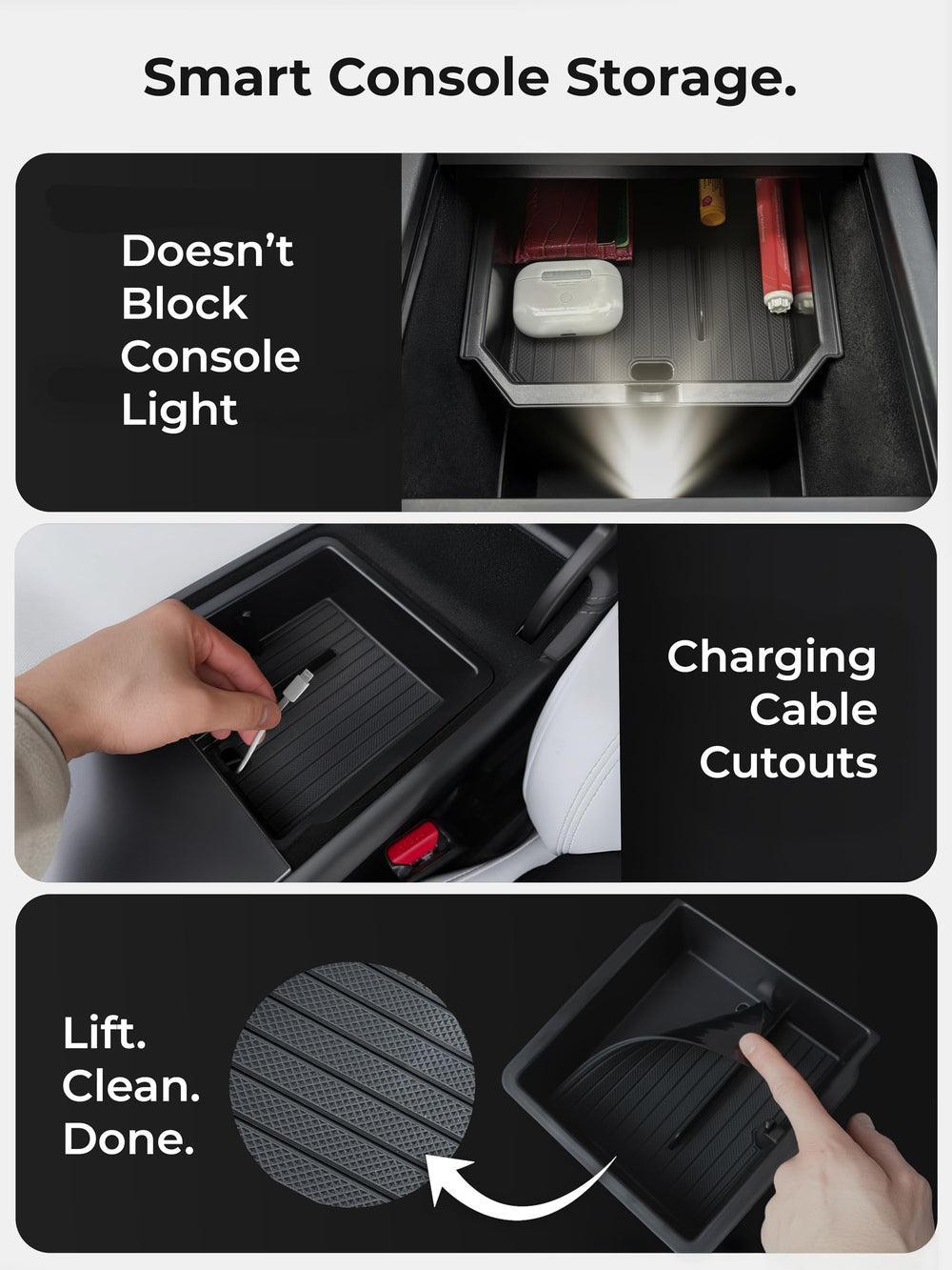 AirVOLT cable routing holes simplify charging cables in Model Y.