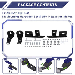 AISHAN Bull Bar uses bolt-on installation with pre-drilled holes for easy mounting