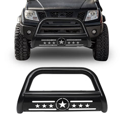AISHAN Bull Bar front bumper on Nissan Frontier enhances rugged front-end protection.