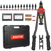 AIUITIO 16-inch rivet nut tool with rugged case for field use.