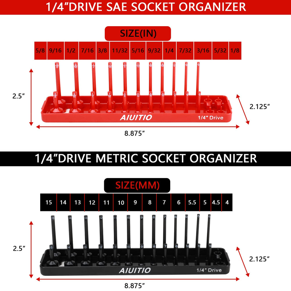 AIUITIO socket tray 1/2 drive metric shallow sockets compact display.