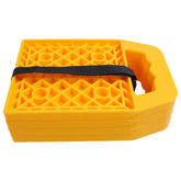 AIVWUMOT RV stabilizing jack pads, yellow side view, for stability on uneven ground