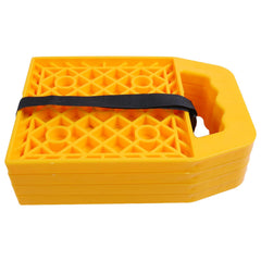 AIVWUMOT RV stabilizing jack pads, yellow side view, for stability on uneven ground