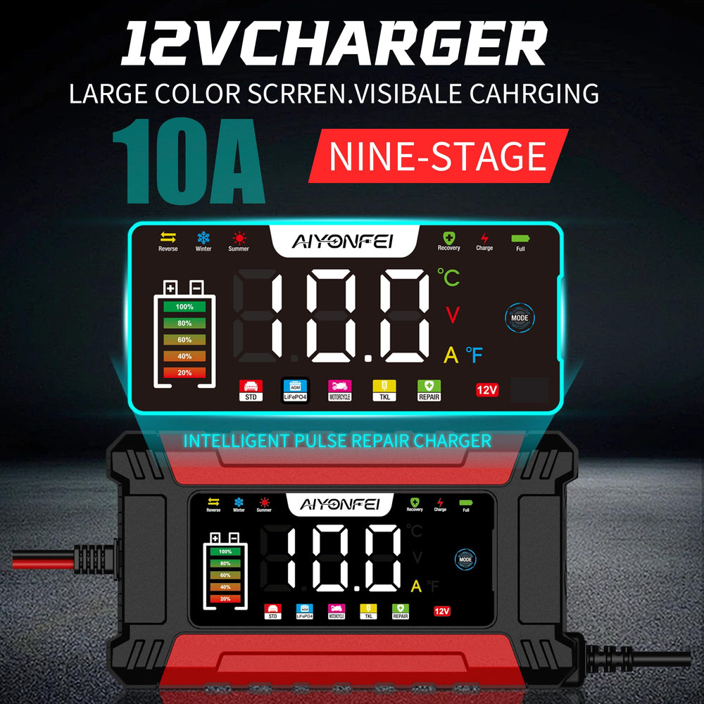 AIYONFEI 12V 10A fast charging delivers rapid top-ups for vehicles