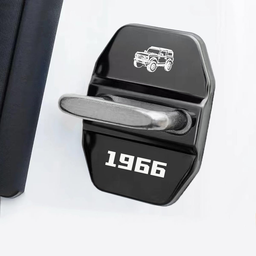 AJLOTMO Bronco 2‑door latch cover with stainless steel finish enhances interior detail.
