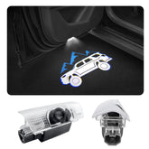 Akarin 2-pack LED door logo lights project the blue logo onto ground for enhanced nighttime visibility.