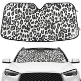 ALAZA Black White Leopard windshield sun shade blocks UV rays and cools the cabin