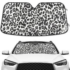 ALAZA Black White Leopard windshield sun shade blocks UV rays and cools the cabin