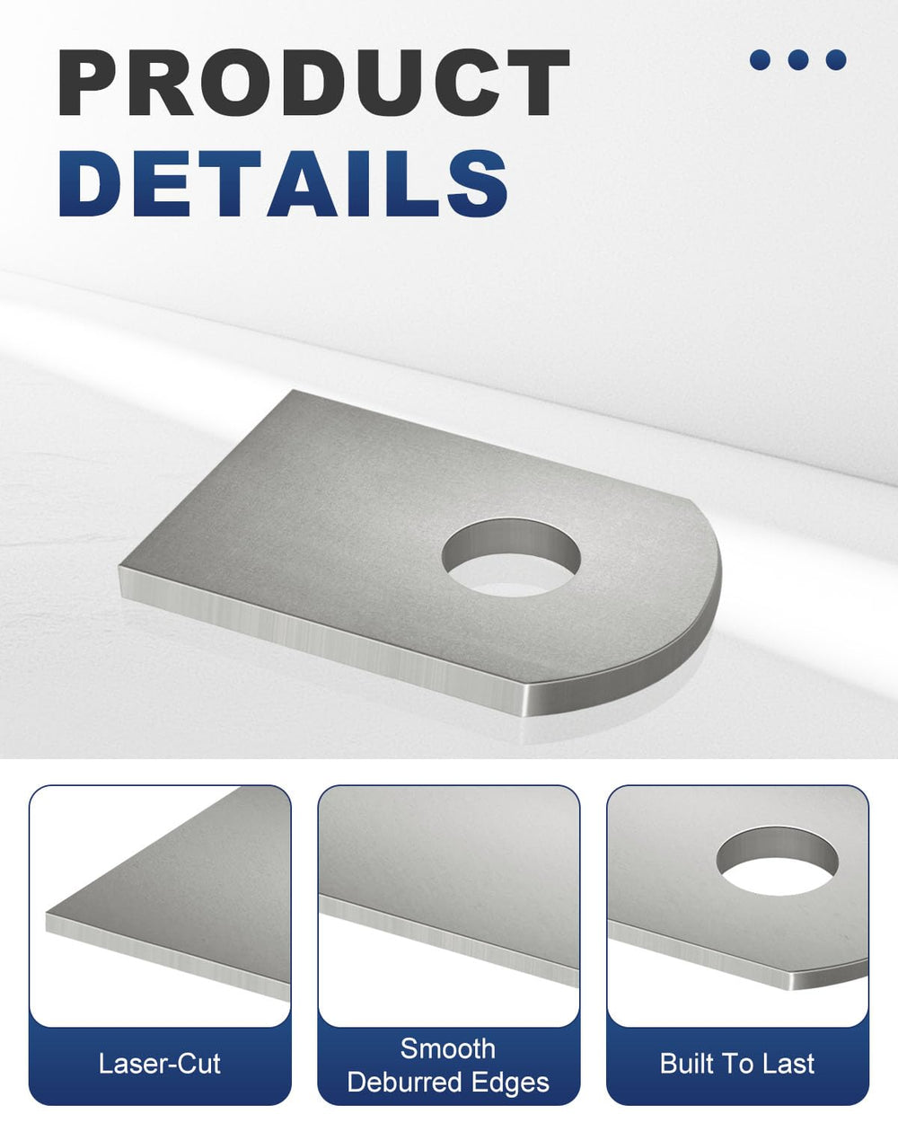 Alffun flat tab bracket with 3/8 inch hole for strong welds.