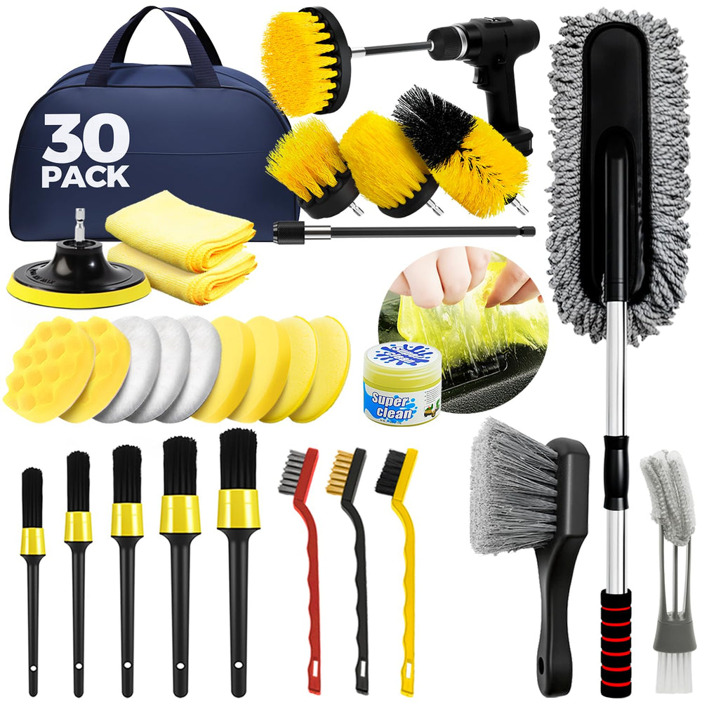 ALFLOD 30pcs car-detailing-kit for comprehensive exterior and interior cleaning.