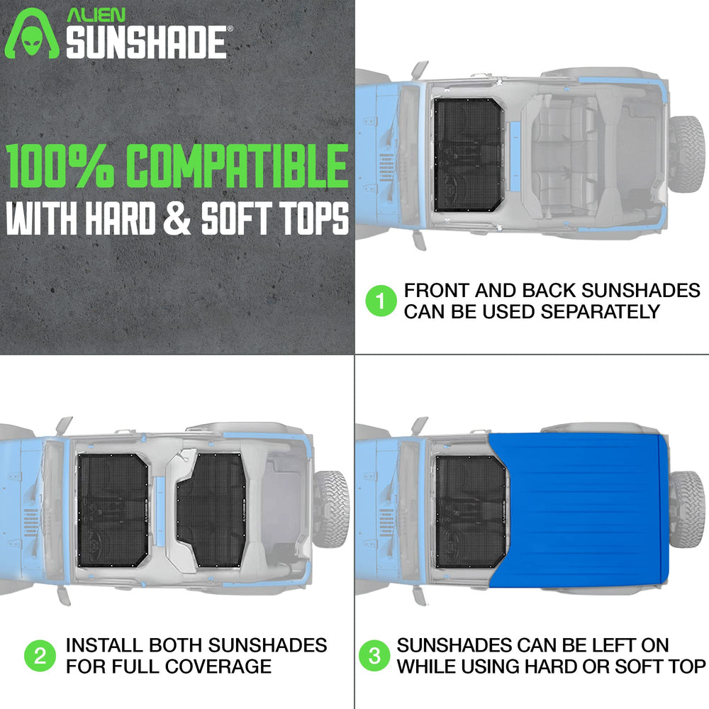 Alien Sunshade JKU color options for a personalized Jeep look.