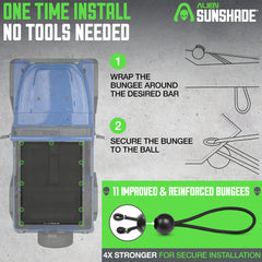 Alien Sunshade blocks UV and reduces glare, enhancing topless Jeep rides.