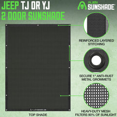 Alien Sunshade under factory hard top fit for TJ and YJ, stays in place.