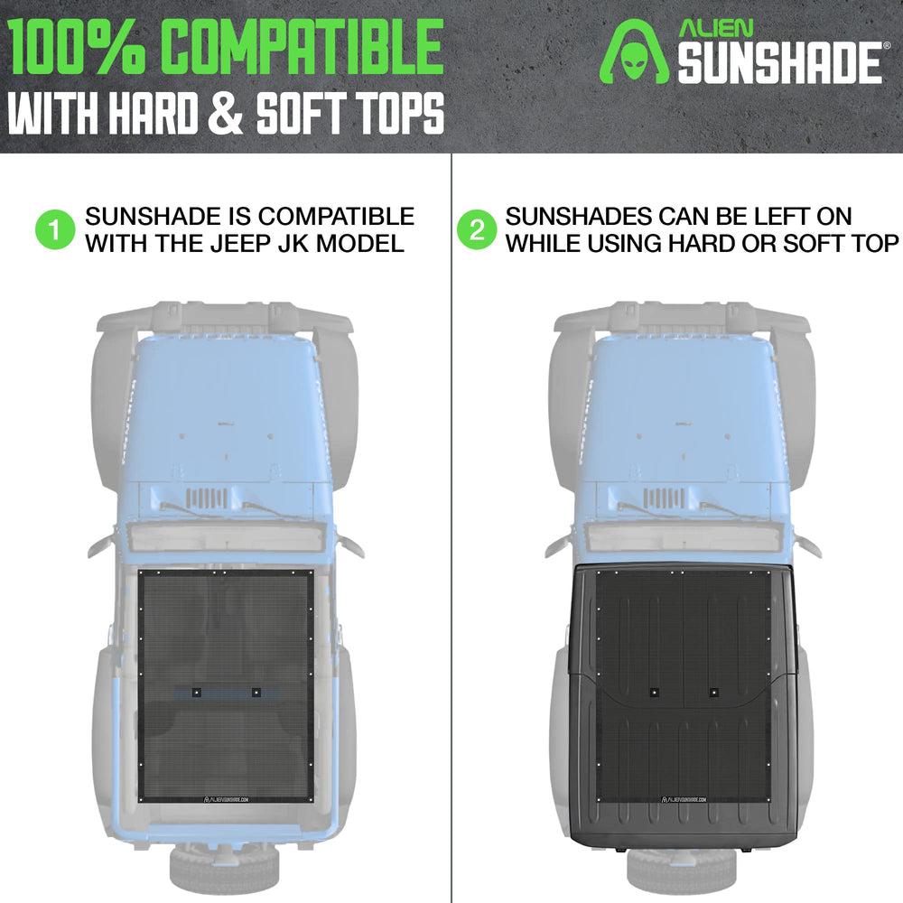Alien Sunshade durable polyester fabric with double-stitched edges resists fading in sun.
