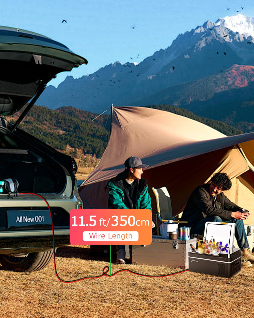 ALITOVE car fridge cord compatible with multiple models.