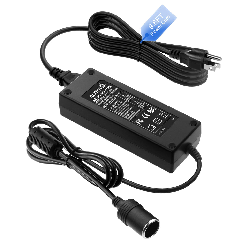ALITOVE 110V to 12V converter front view for easy placement and visibility