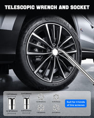 ALIXUEQIN car jack kit extended ratchet enables one-handed lifting.