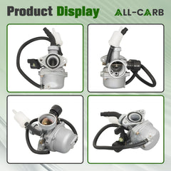 ALL-CARB PZ19 package contents displayed with carb, air filter, and fuel filter