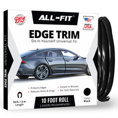 All-Fit Automotive door edge protector on a car door edge for universal protection.