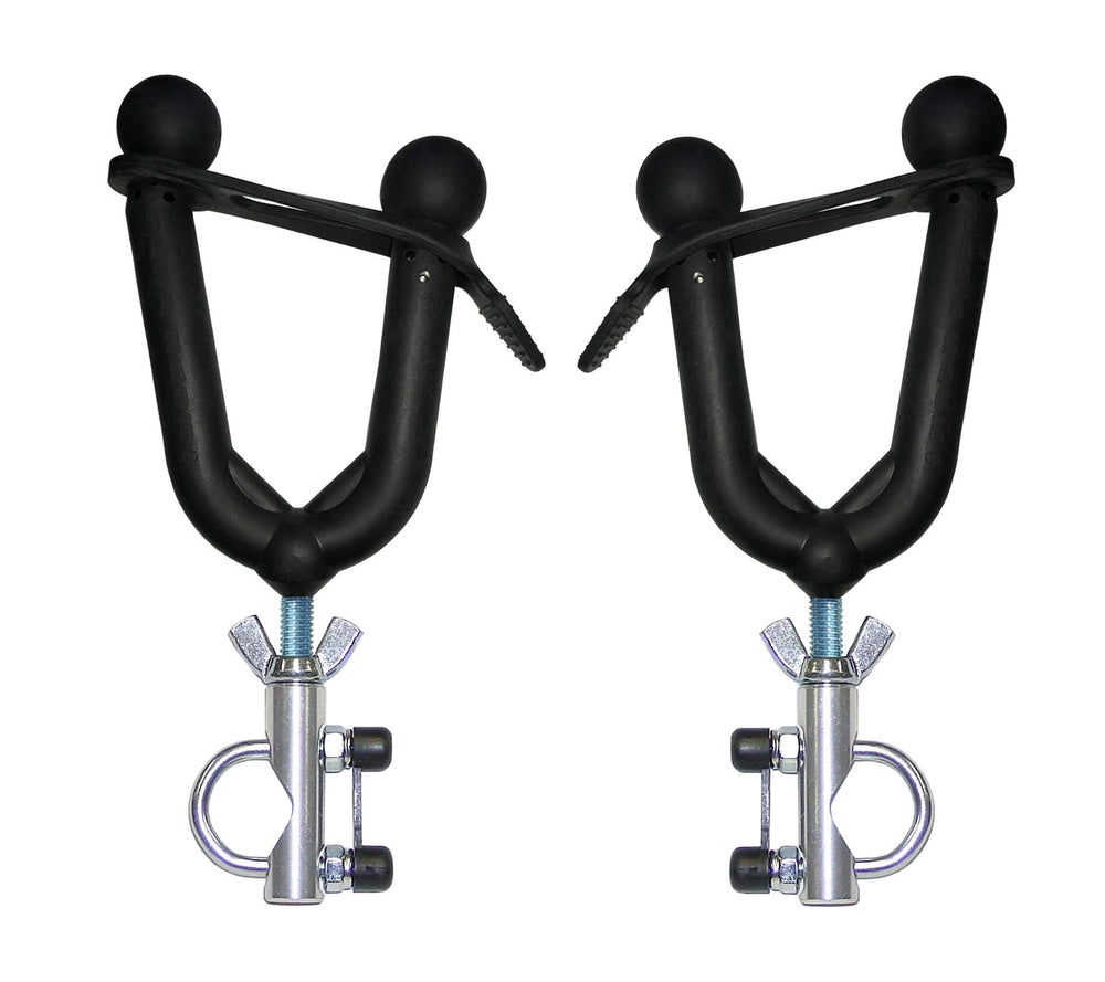 All Rite Pack Rack on ATV handlebars securely holds gun with 360-degree rotation.