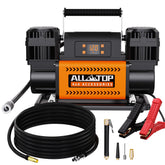 ALL-TOP 12V air compressor with LCD panel enables precise preset pressure for safe inflations.