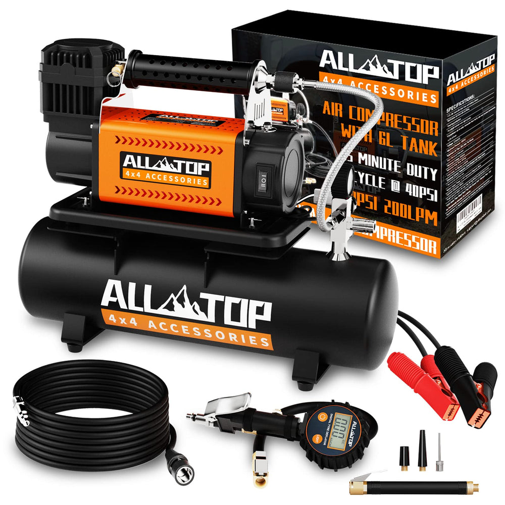 ALL-TOP air compressor with 6L tank for quick tire inflation on the go