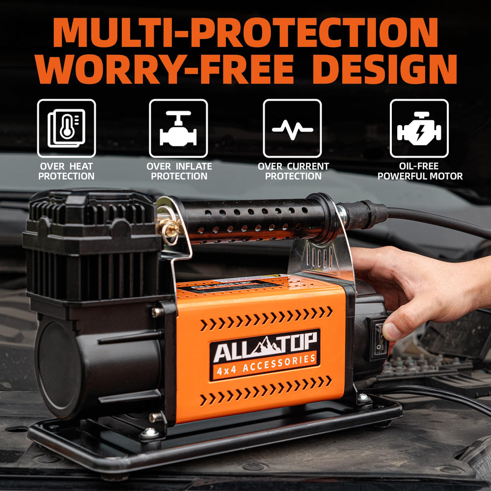 ALL-TOP Air Compressor Kit in action on a vehicle for fast tire air-ups.