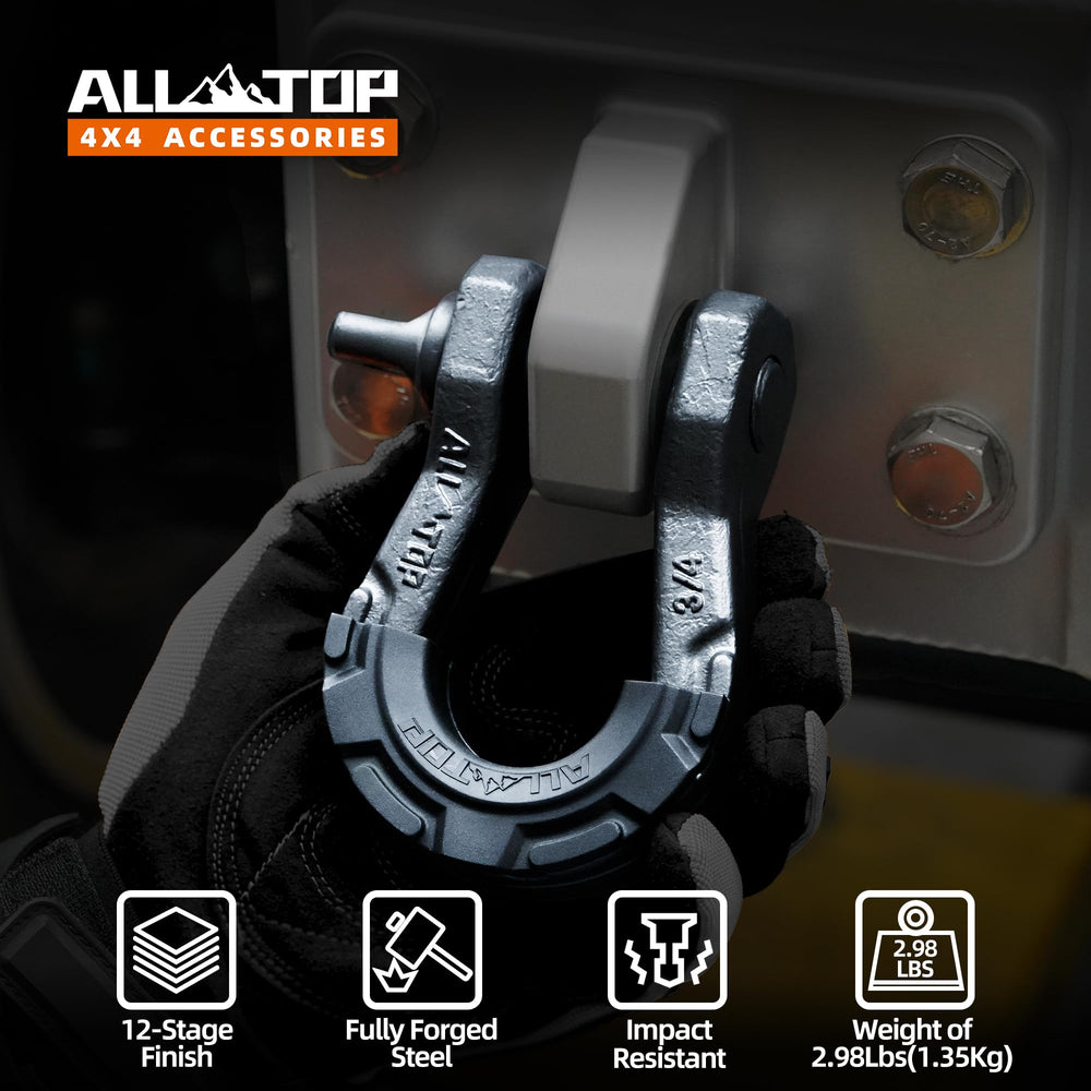 ALL-TOP shackle in mud and rocky terrain for reliable recovery.
