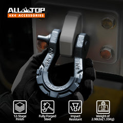 ALL-TOP shackle in mud and rocky terrain for reliable recovery.
