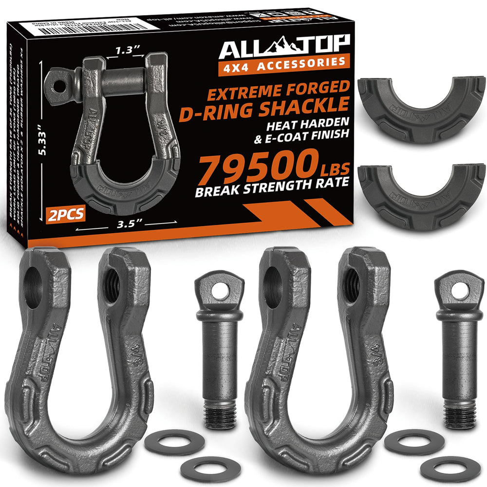 ALL-TOP 2-pack D-Ring Shackles for ready spares.