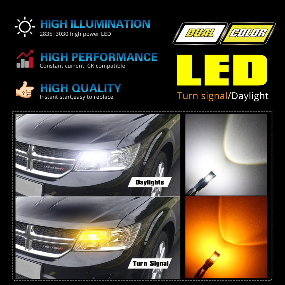 Alla Lighting T25 switchback 2835 LED chips deliver high brightness and long life.
