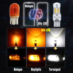 Alla Lighting T25 switchback amber turn signal emits bright amber for turns.