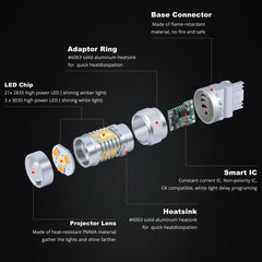 Alla Lighting T25 switchback compact size fits 12V systems with resistor compatibility.