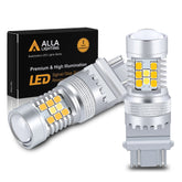Alla Lighting T25 switchback front view with dual color LEDs for DRL and signals.
