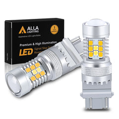 Alla Lighting T25 switchback front view with dual color LEDs for DRL and signals.