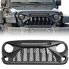 Allinoneparts front grille with LED lights for Jeep Wrangler JK enhances night visibility