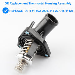 Allmotorparts thermostat housing assembly back view highlighting connection ports and seals.