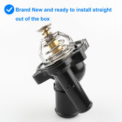 Allmotorparts thermostat housing assembly engine bay view emphasizes robust construction.