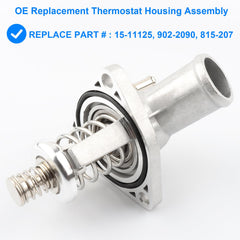 Allmotorparts thermostat housing installation closeup—precise connections for easy replacement.